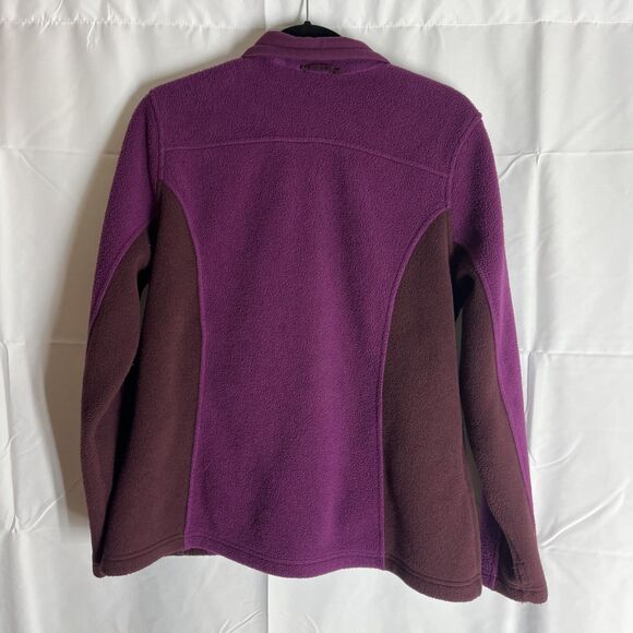 Eddie Bauer POLARTEC Burgandy and Brown Full Zip Front Fleece Jacket Wms X Large - Picture 8 of 11